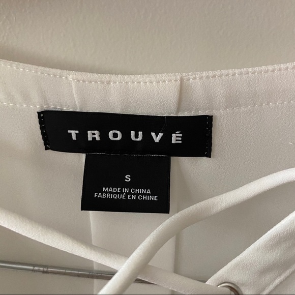 TROUVE White Lace Up Chiffon Long sleeve Blouse - Picture 10 of 12